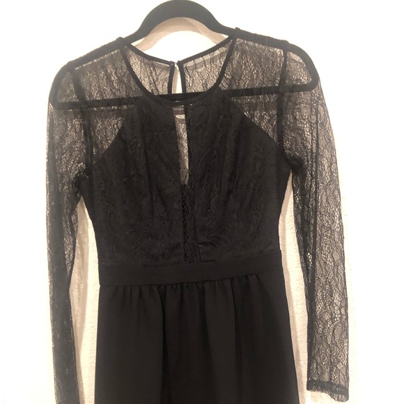 chinese dress ladies Lace Bodice Chiffon Rufle Gown Black / 12 main image 0
